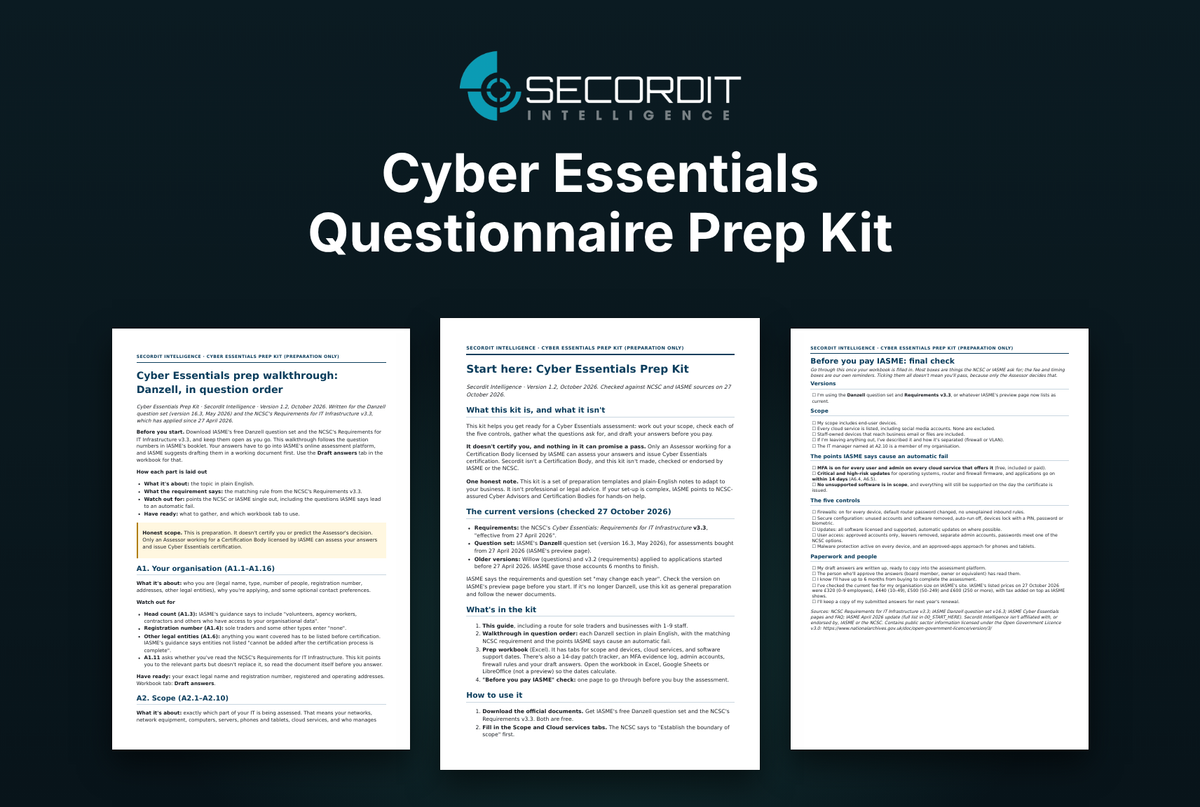 Cyber Essentials Questionnaire Prep Kit